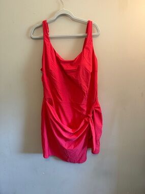 Time and Tru Bright Coral Swim Dress